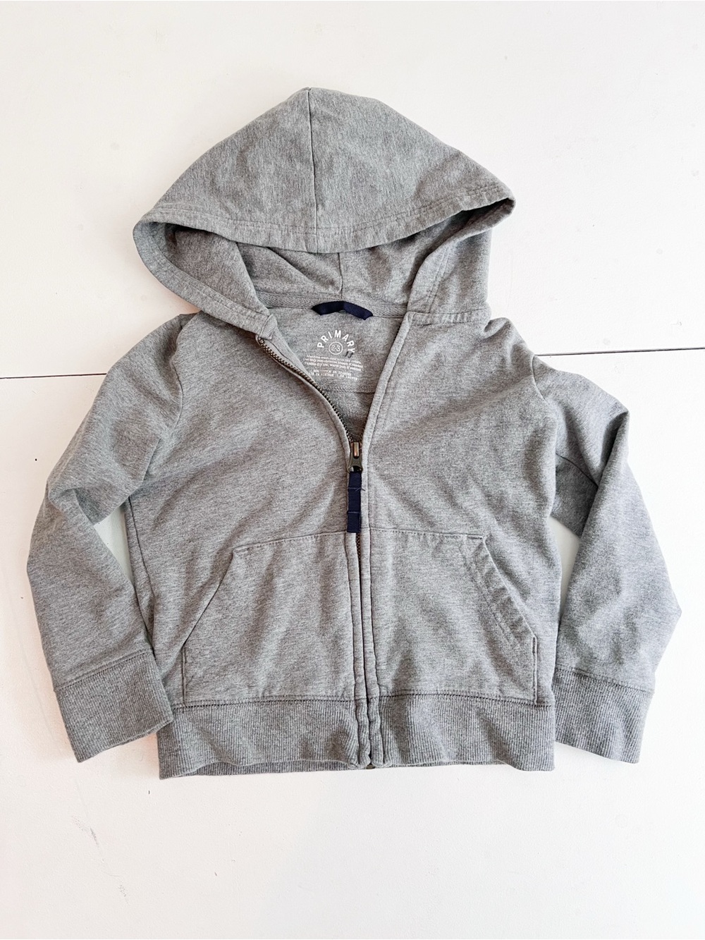 Primary Toddler Hooded Zip Sweatshirt in Light Gray